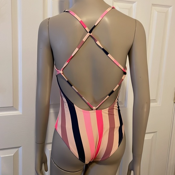 Xhilaration Swim Target Pink Striped One Piece Swimsuit Poshmark